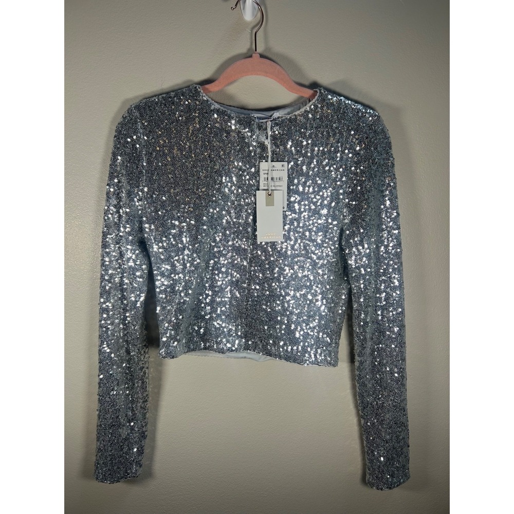 Good American Silver Sequence Top Size Small